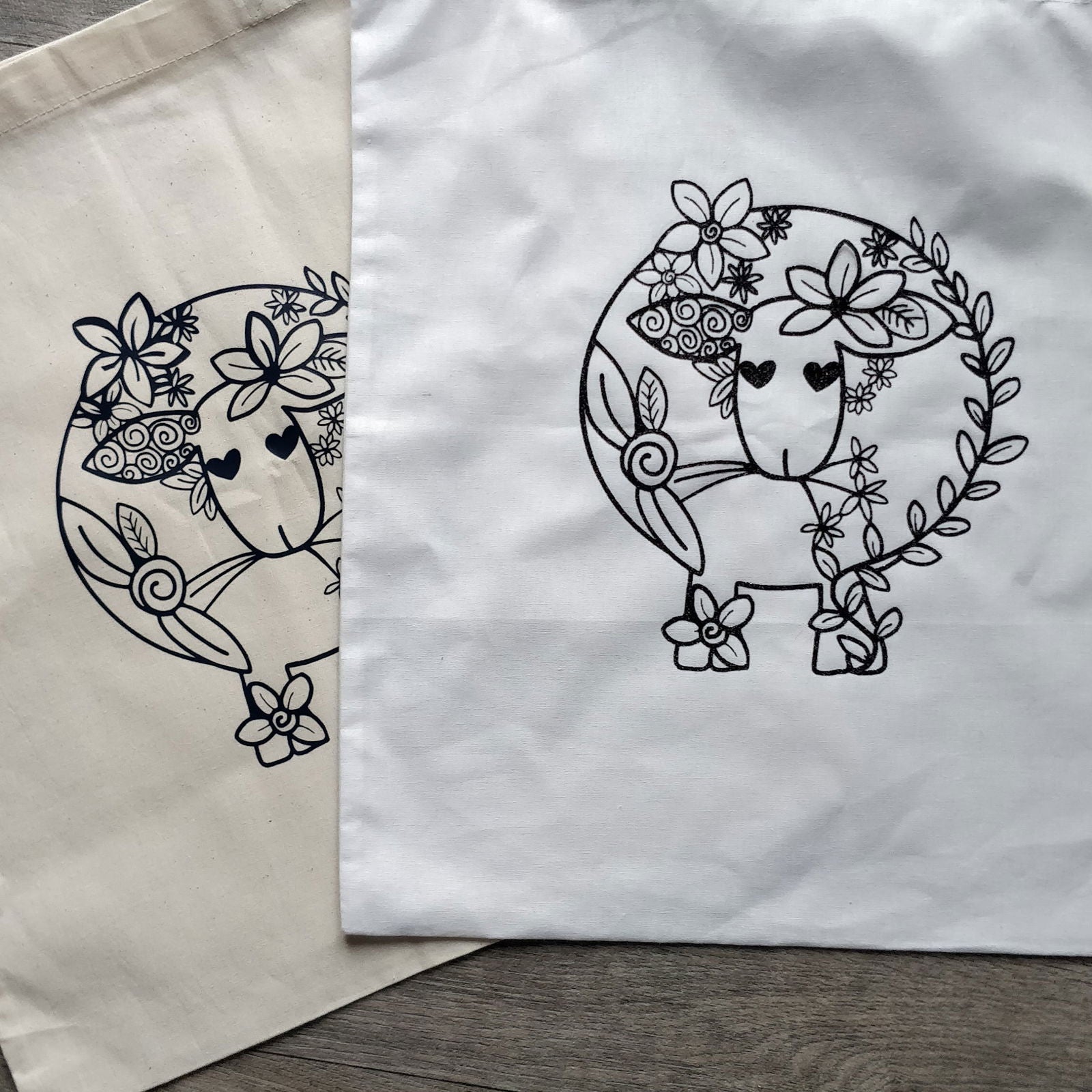 Floral Sheep Line Drawing Tote Bag - Fay Dixon Design