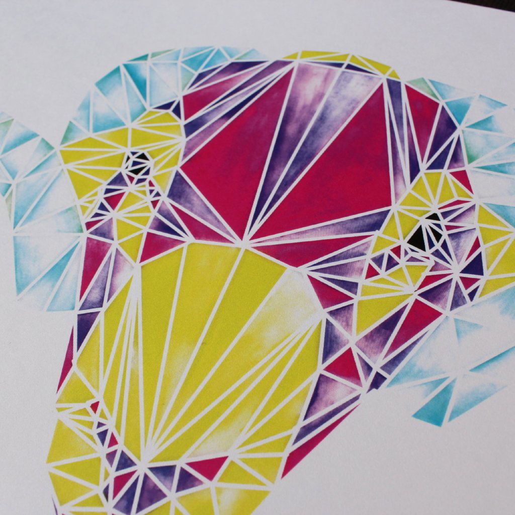 Geometric Watercolour Swaledale Sheep Tup Digital Print - Fay Dixon Design