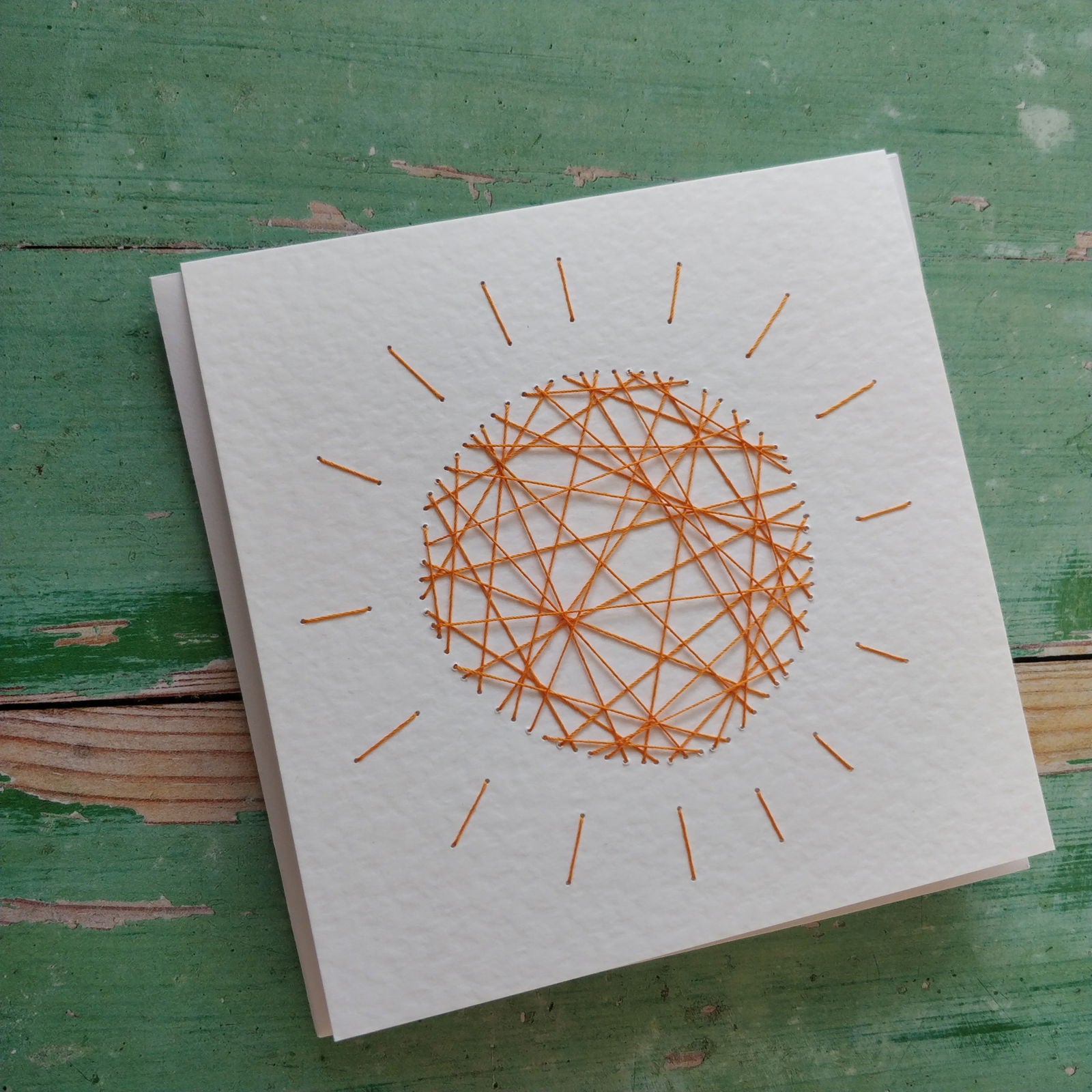 Handmade Yellow Threaded Sun Greeting Card - Fay Dixon Design