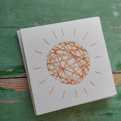 Handmade Yellow Threaded Sun Greeting Card - Fay Dixon Design