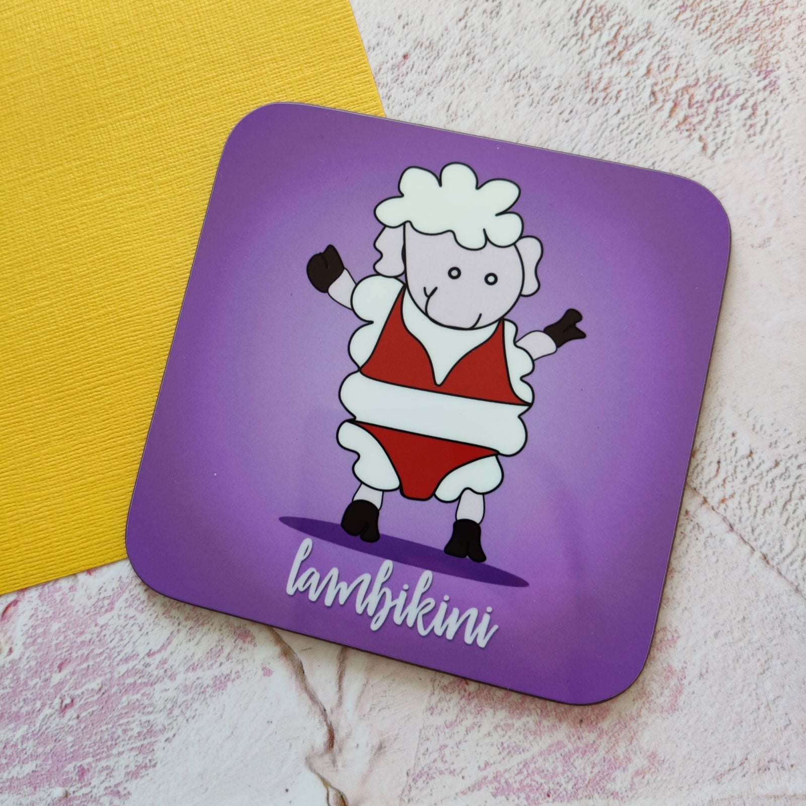 Lambikini Illustrated Coaster - Fay Dixon Design