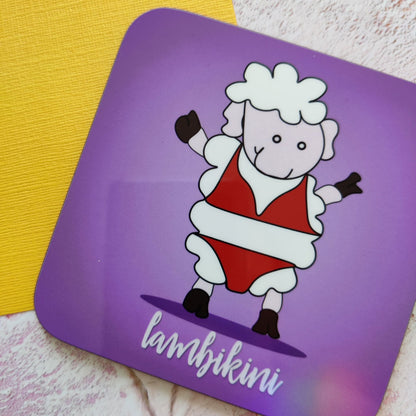 Lambikini Illustrated Coaster - Fay Dixon Design