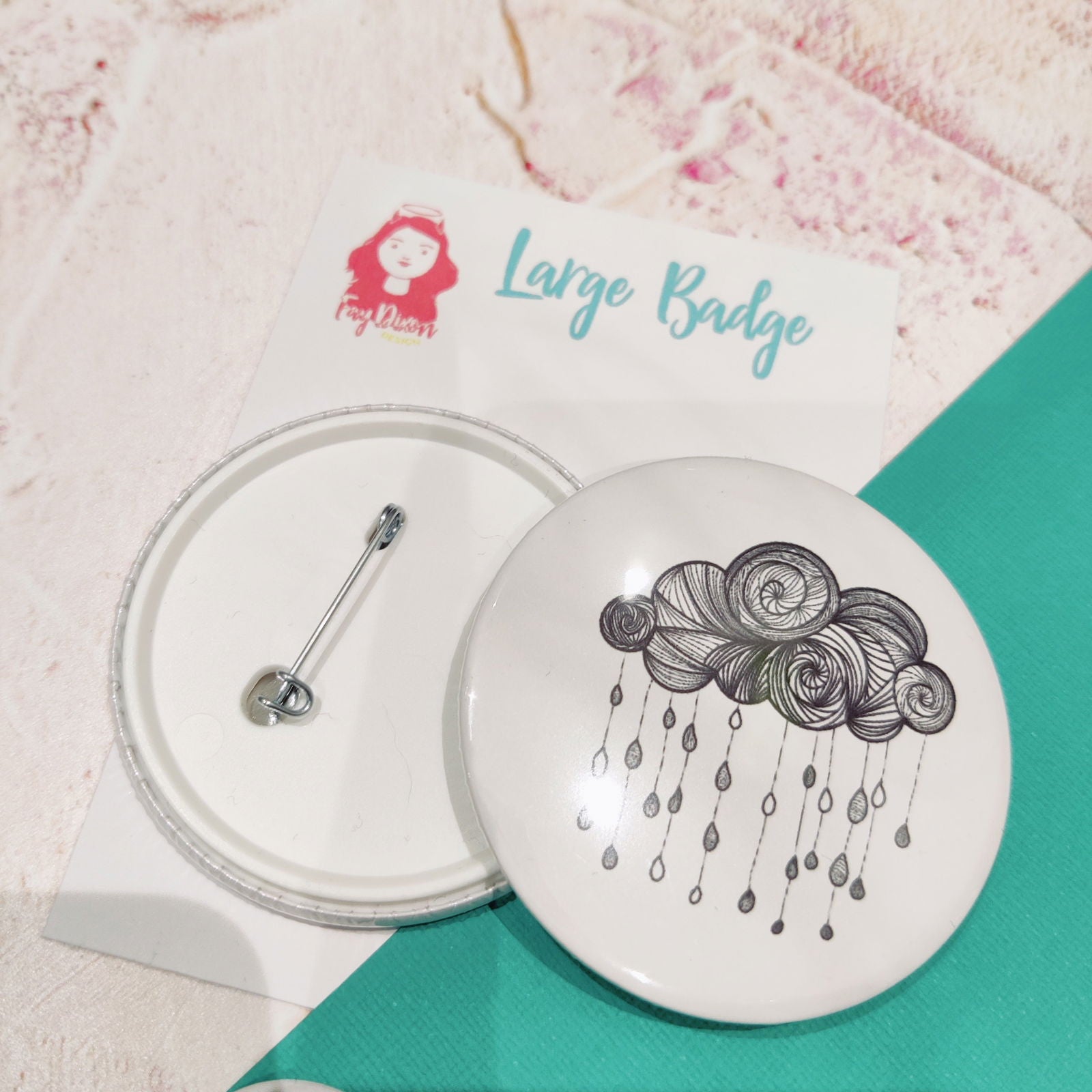 Cloud Line Drawing Badge/Mirror - Fay Dixon Design