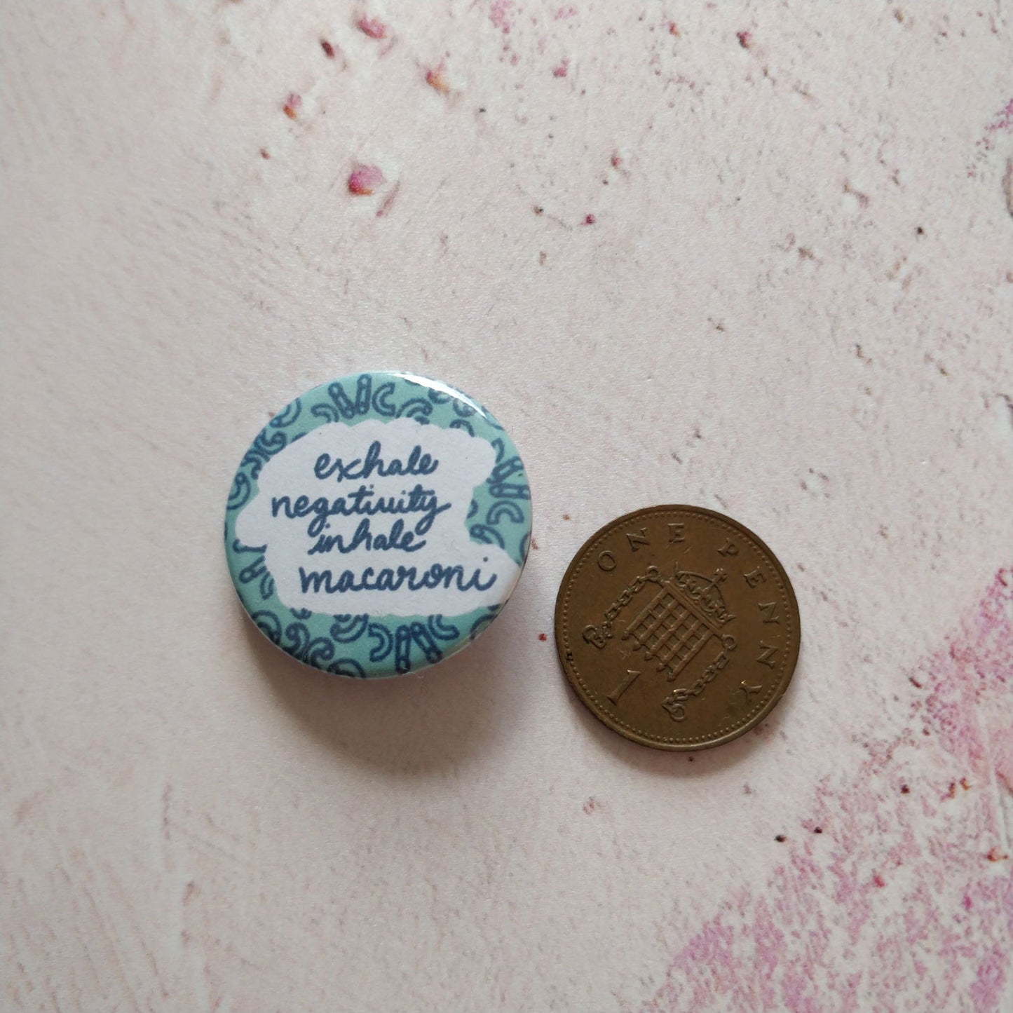 Exhale Negativity, Inhale Macaroni Illustrated Badge/Mirror - Fay Dixon Design