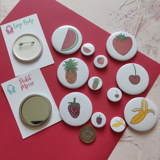 Illustrated Fruit Illustrated Badge/Mirror - Fay Dixon Design