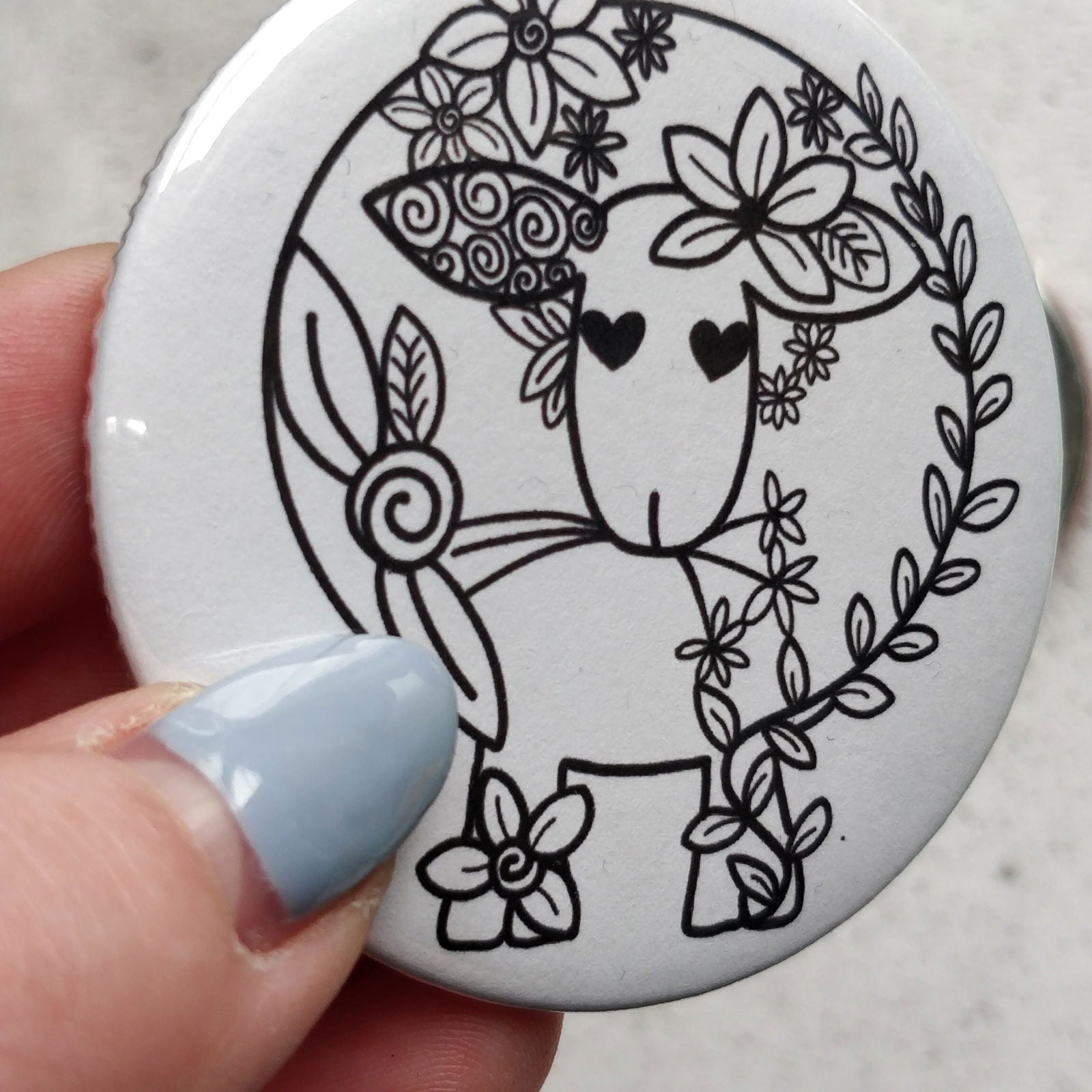 Sheep Floral line Drawing Badge/Mirror - Fay Dixon Design