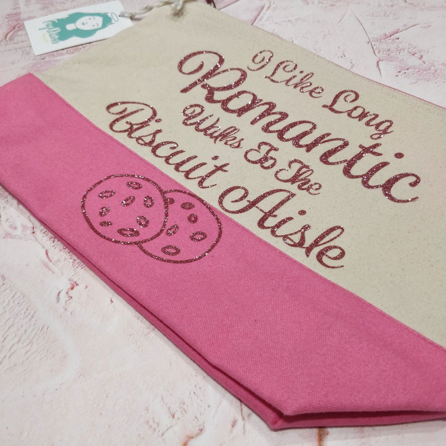 Romantic Walks to the Biscuit Aisle Cotton Pouch - Fay Dixon Design