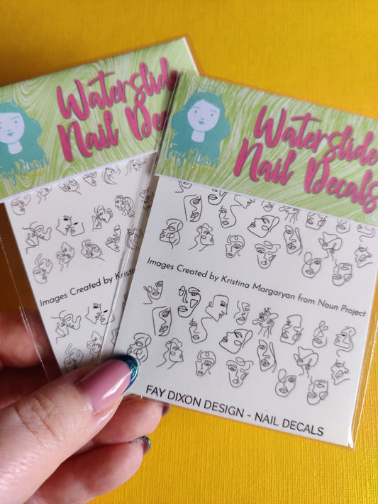 Single and Multiple facial lines Waterslide Nail Decals - Fay Dixon Design