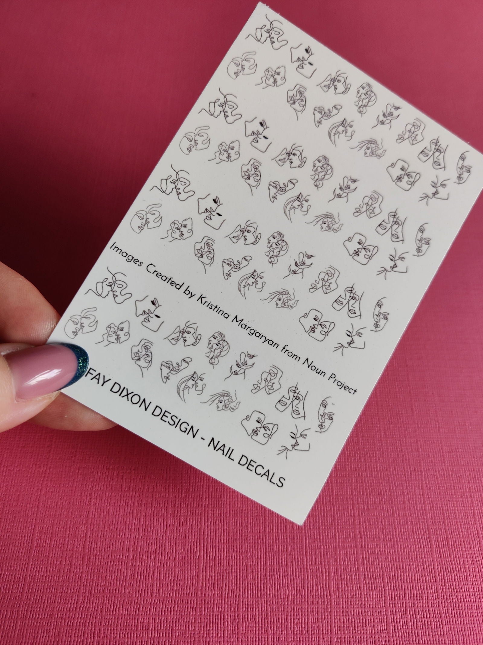 Single and Multiple facial lines Waterslide Nail Decals - Fay Dixon Design