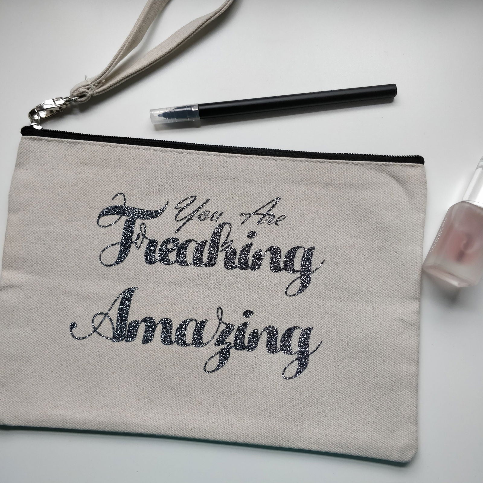 You Are Freaking Amazing Cotton Pouch with Wrist Strap - Fay Dixon Design